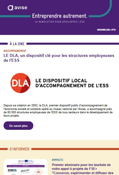 Newsletter Entreprendre Autrement exemple de template