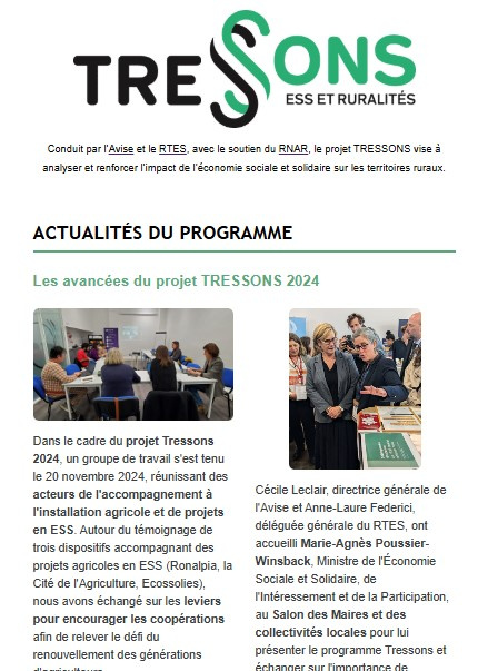 TRESSONS, exemple du template de la newsletter